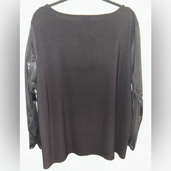 NWOT Love Scarlett Women's Black Keyhole Blouse with Sheer Sleeves Size 3X - Picture 4 of 7